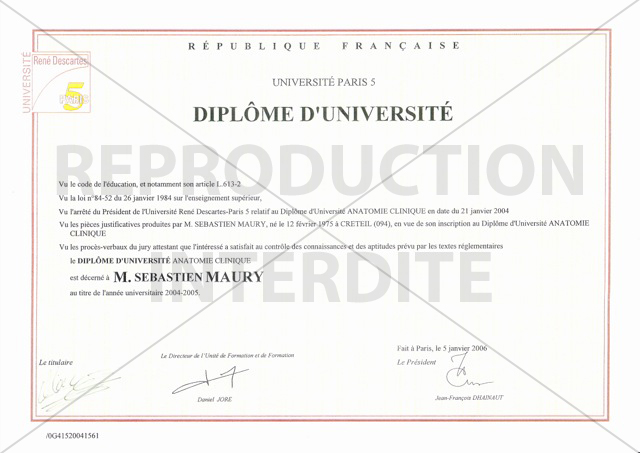 diplome universitaire anatomie